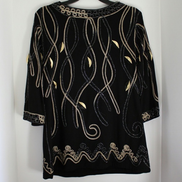 {Lauren Michelle} Black and Gold Top - Picture 2 of 7
